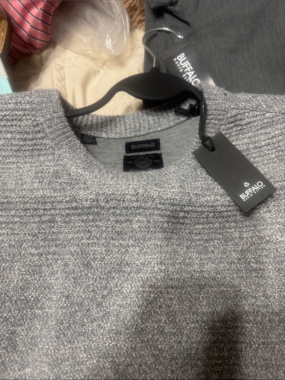Buffalo David Bitton Men's Light Gray Crewneck Knit Sweater